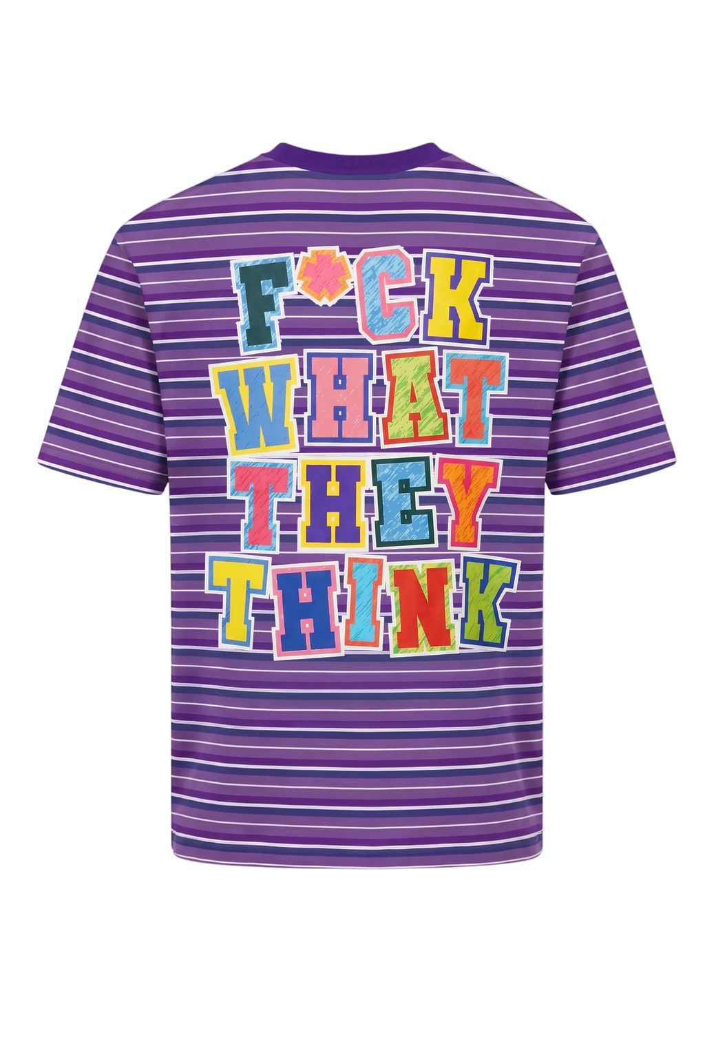 PUPRLE STRIPED TEE (FWTT BACKPRINT)