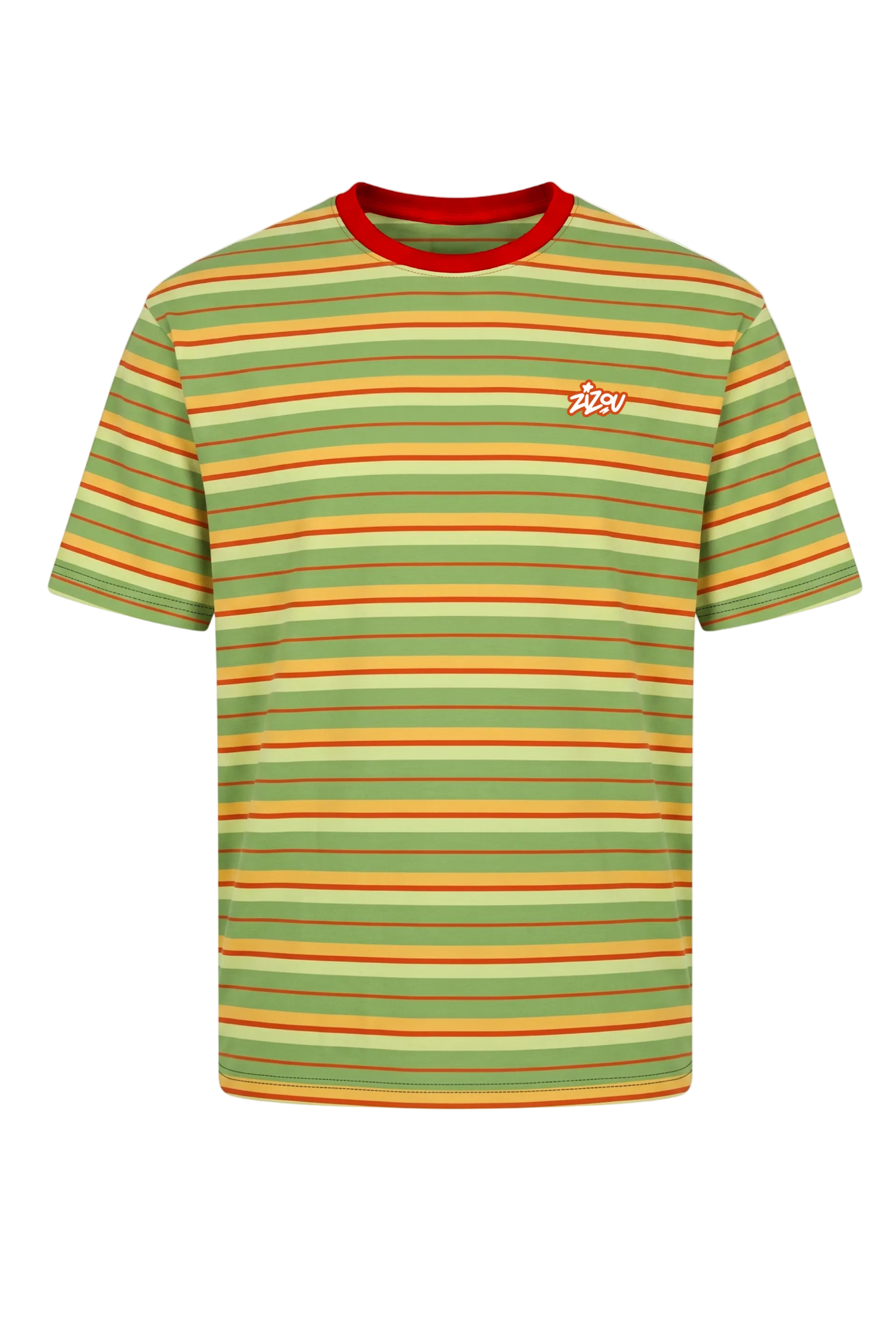 GREEN STRIPED TEE (FWTT BACKPRINT)